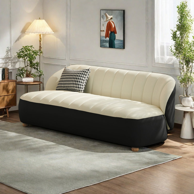 Canapé français simple de style crème, Noir / blanc cassé