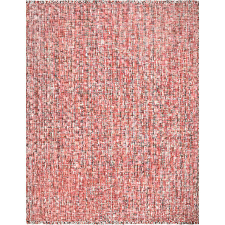 Morris Hand Woven Polyester Indoor/Outdoor Area Rug in Coral/Gray