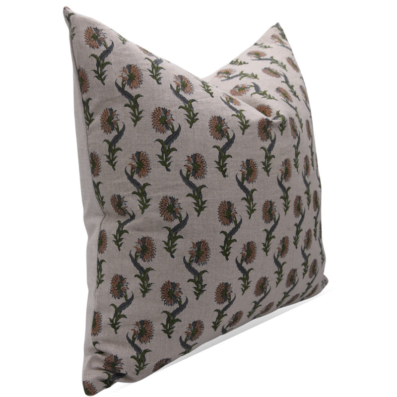 Housse de coussin en lin à motif bloc Fab Fabine Traditional, 14 po x 36 po