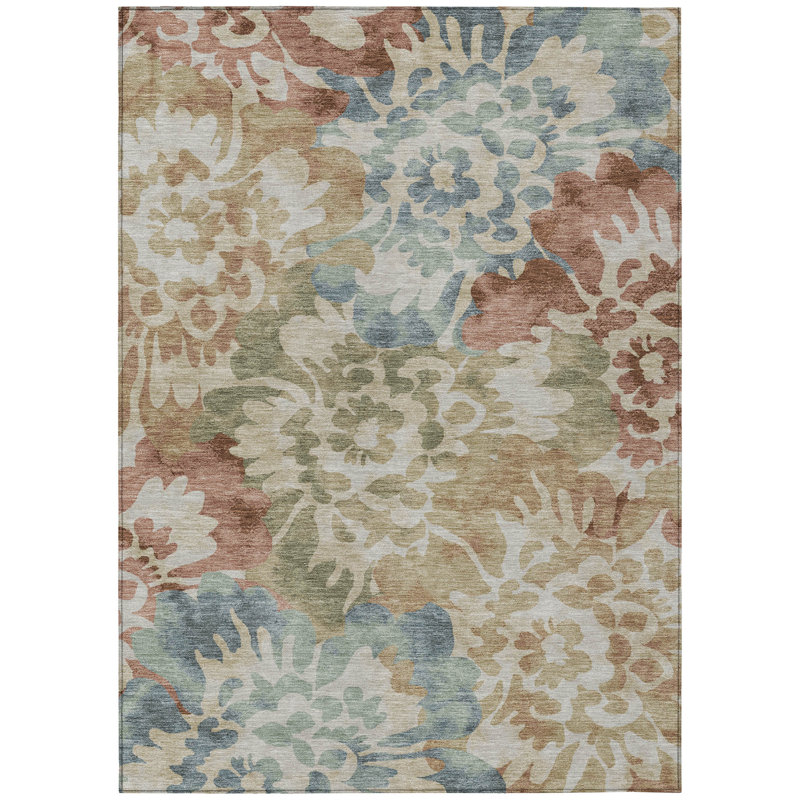 Machine Washable Indoor/Outdoor Xhevrie Paprika Rug, Rectangle 5' x 7'6"