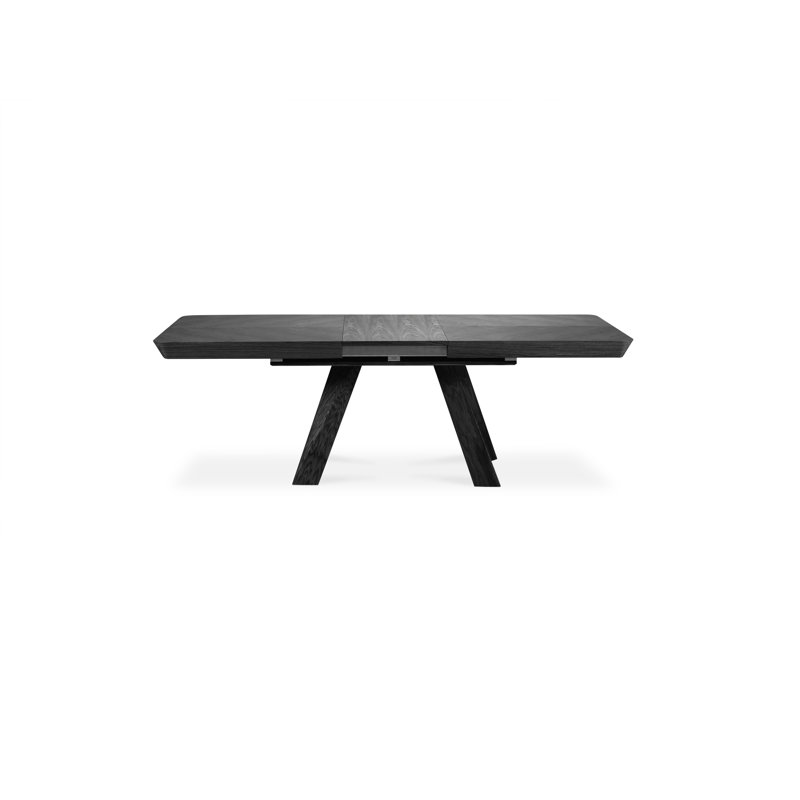Akaja Extendable Oak Solid Wood Top Dining Table, Black Oak Veneer/Black Oak, Black Oak