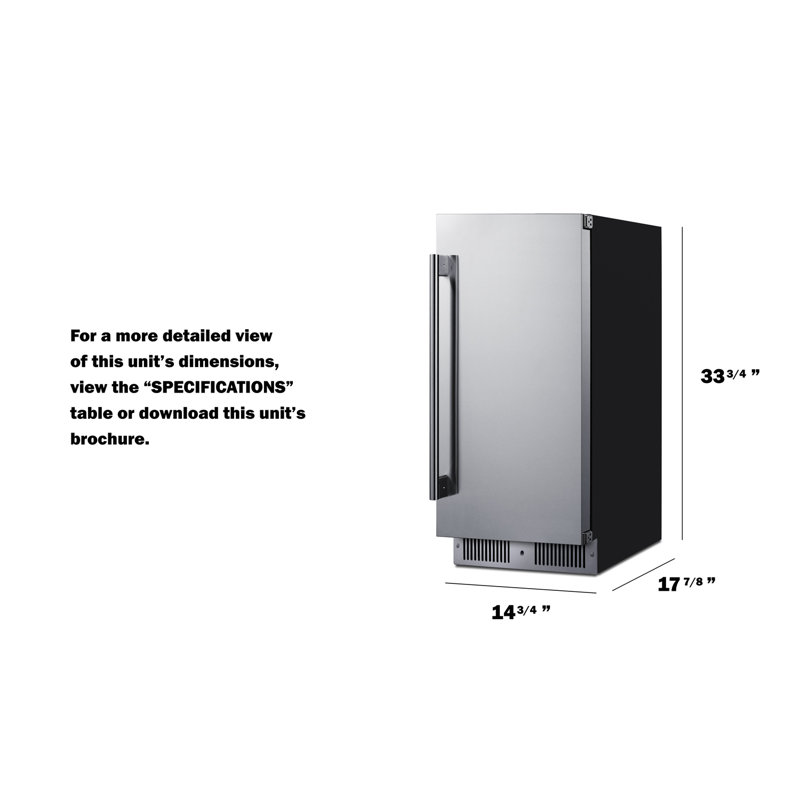 Summit Appiance 15" Wide Built-In Shallow-depth All-Refrigerator, Right Handed
