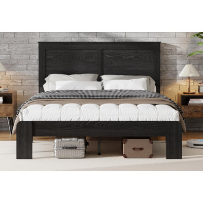 Wood Platform Bed Frame,King Size Bed Frame,No Box Spring Needed and Easy Assembly Tool,Large Under Bed Storage