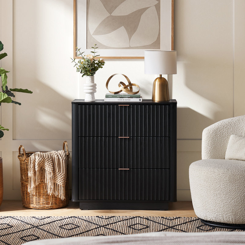 Dorcus 31.5'' W 3 - Drawer Dresser, Golden/Oak