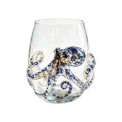 Artisanal Blue Ringed Glassware Drinking Glass