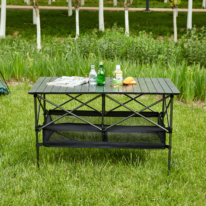 1-Piece Folding Outdoor Table With Carrying Bag,Aluminum Roll-Up Rectangular Table
