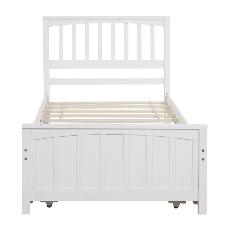 Twin Size Standard Bed With Trundle, White