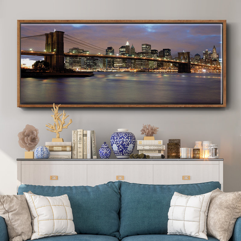 Night View- Framed Canvas, 24" H x 60" W