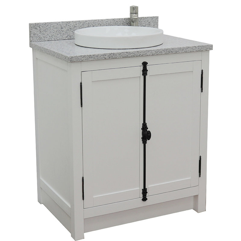 Ziemer 31'' Single Bathroom Vanity with Top, Glacier Ash, Gray Granite