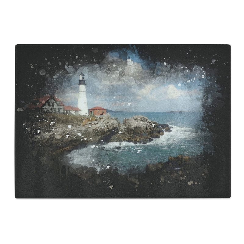 Lighthouse in Maine Paint Splash Chopping Board, 28.5cm W x 39cm L
