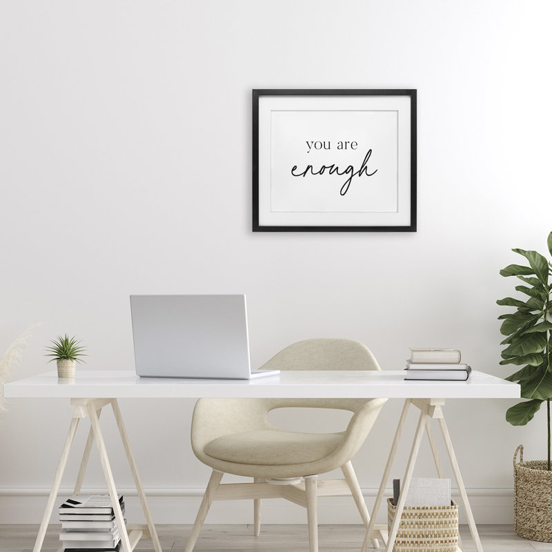 «You Are Enough Sentiment», impression sous verre encadrée, lettrée et doublée, H 13 po x l 16 po, Noir