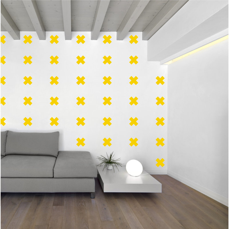 Décalcomanie murale à motifs croisés suisses, H 6 po x l 6 po x P 0,01 po, Jaune clair