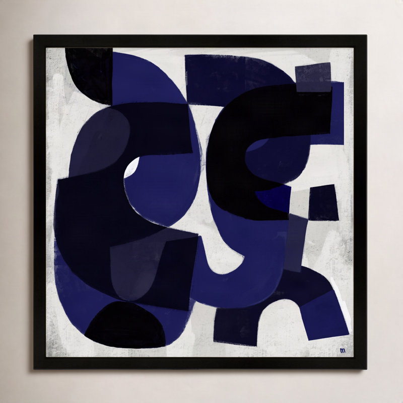 Kind Of Blue Painting by StudioM, 36" H x 36" W x 1.25" D, Black Framed Paper