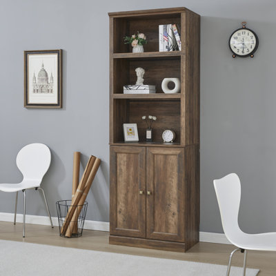 Bibliothèque polyvalente en bois avec port USB et tablettes ouvertes pour le rangement et la présentation organisés