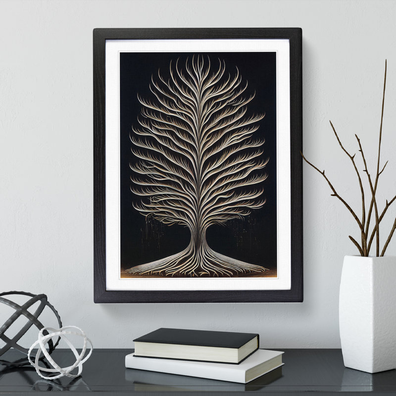Classical Tree No.2 - Single Picture Frame Print, Black, 64cm H x 46cm W x 2cm D