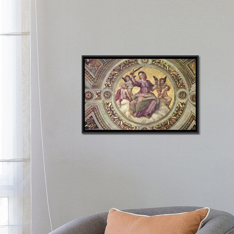 «Stanza Della Segnatura» par Raphael, impression sur toile tendue, H 18 po x l 26 po x P 1,5 po, Toile avec cadre noir