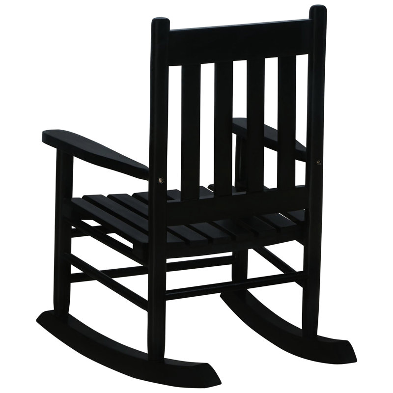 Chaise berçante noire à dossier à lattes - style rustique uni