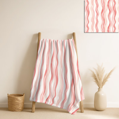Beige Wavy Line - couverture chaude abstraite, jeté douillet rustique