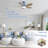 Rita 42" 5-Blade Modern Dark BlueThree-Color Dimmable Ceiling Fan Light with Remote Control