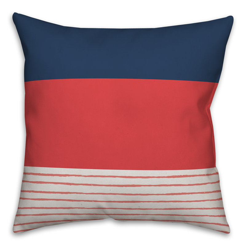 Polka Dots Outdoor Throw Pillow, Polyester/Polyfill, 18" x 18", Navy/Red/White