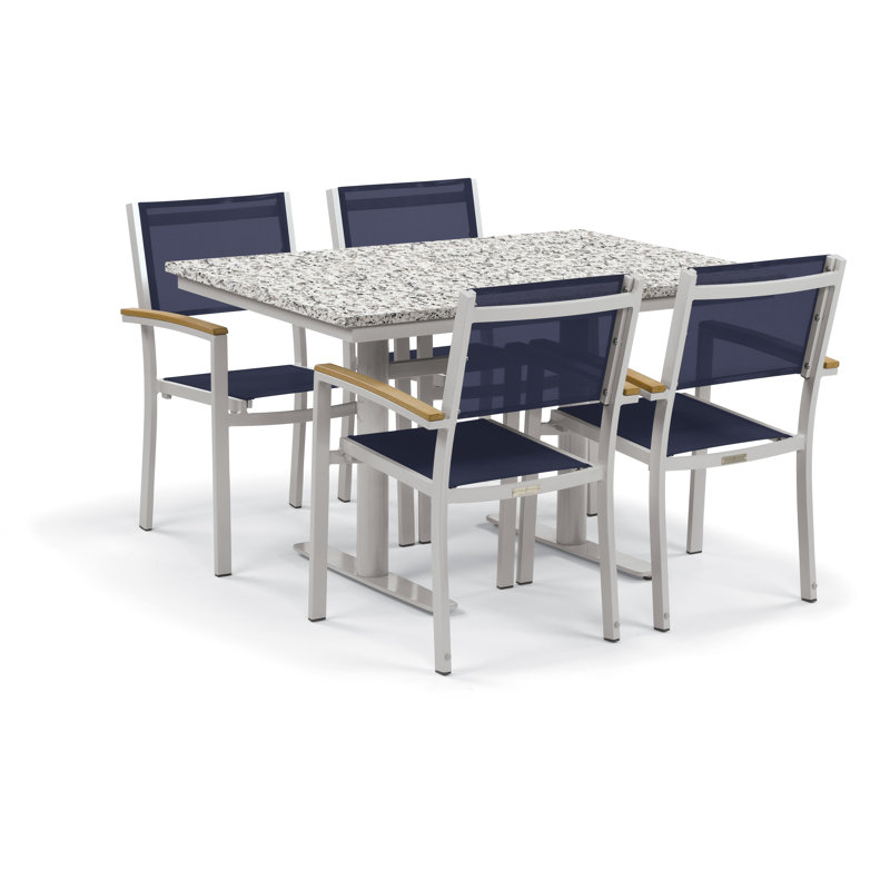 Travira Outdoor 5 - Piece Dining Set, Ink Pen, Natural, Ash