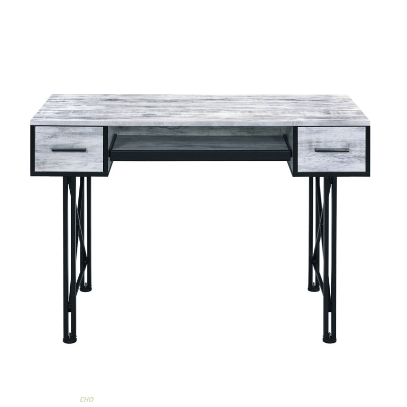 Computer Desk With Keyboard Tray, 28.45" H x 47.45" W x 24.52" D, Antique White