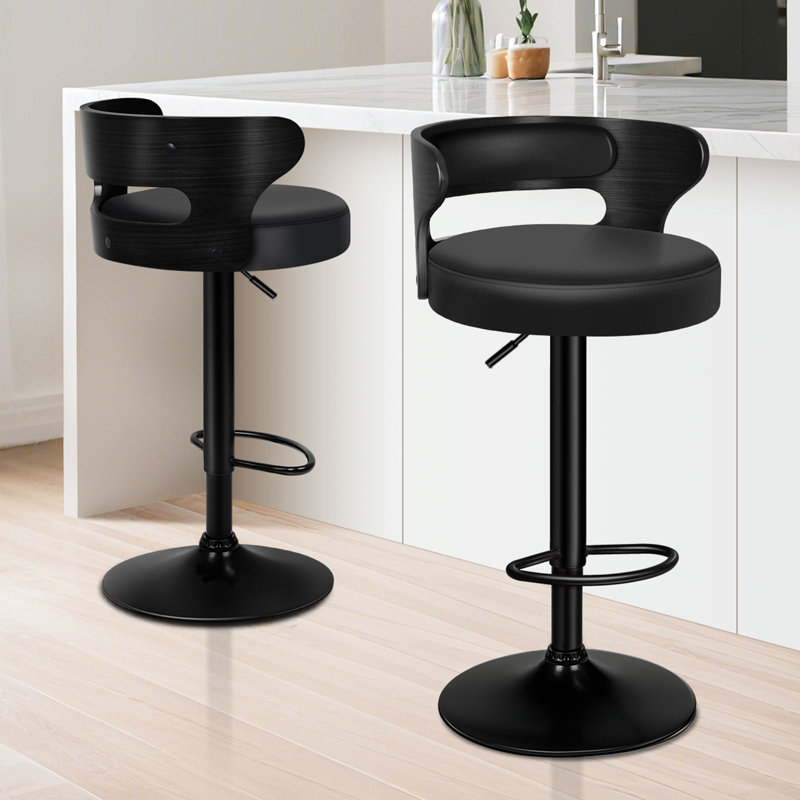 ALFORDSON 2x Bar Stool Swivel Gas Lift Backrest Dining Kitchen Pub Chair