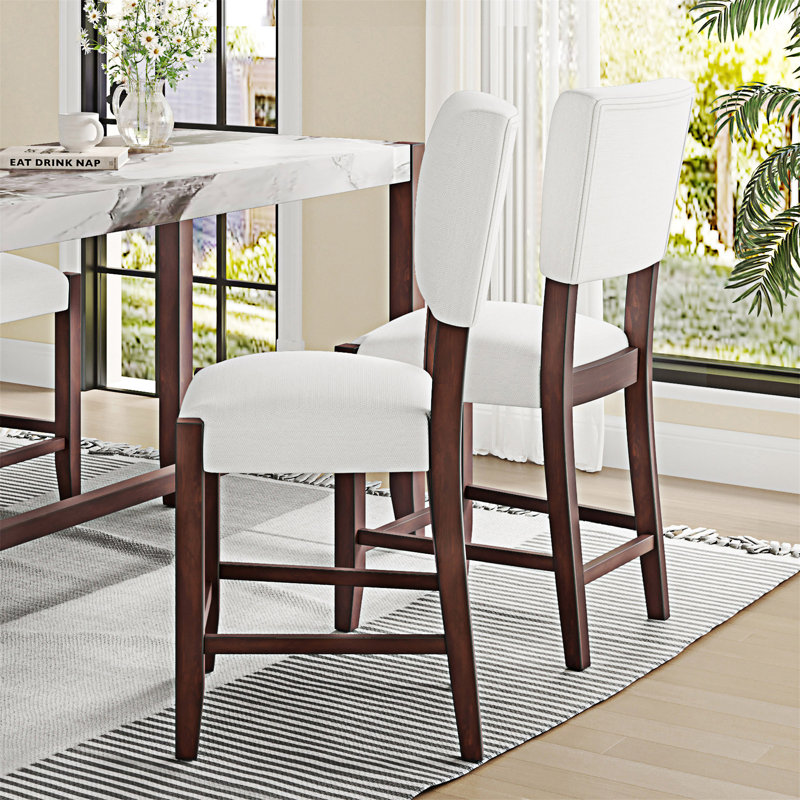 Ensemble de 4 chaises d'appoint rembourrées, Blanc cassé