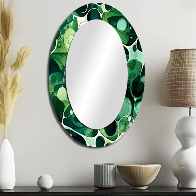 Green Popart Techno Tangles - Miroir mural moderne ovale