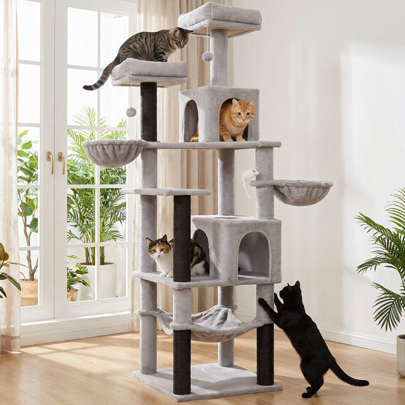 AMHANCIBLE Tour pour arbre à chat 70 pouces, Grey+Black