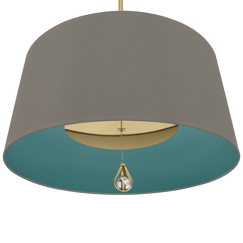 Custis 3 - Light Chandelier, Carter Gray/Mayo Teal Lining, Modern Brass