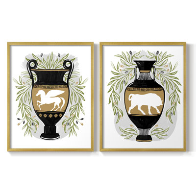 Vases grecs III - reproduction encadrée de qualité supérieure - prêt à être accroché - aucun clou requis - aucun clou requis