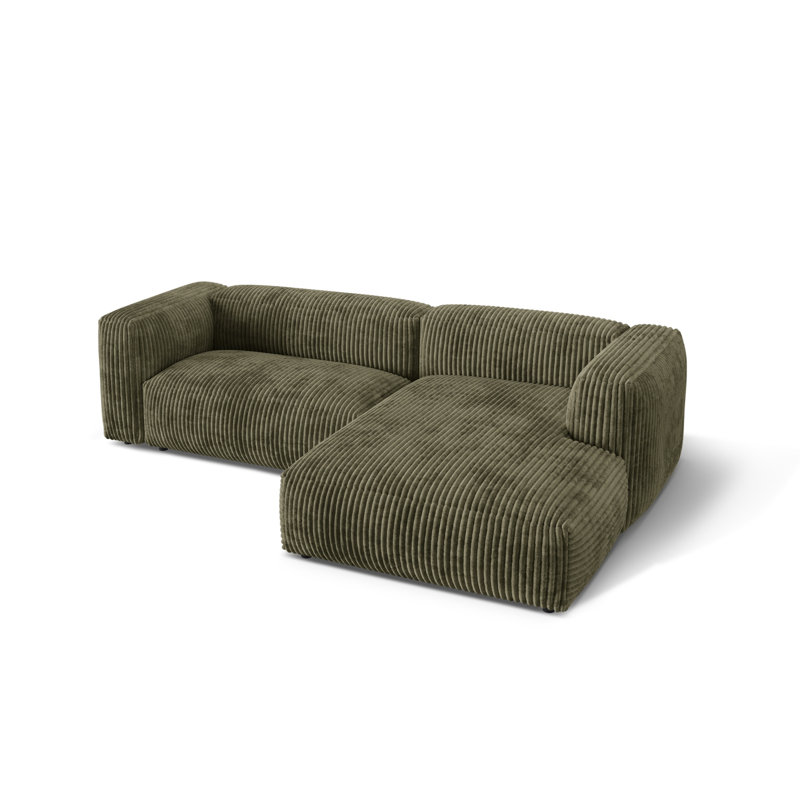 Betsayda 2 Seater Corduroy Corner Sofa , Moss Green