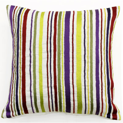 Whimsy Embroidered Linen Throw Pillow