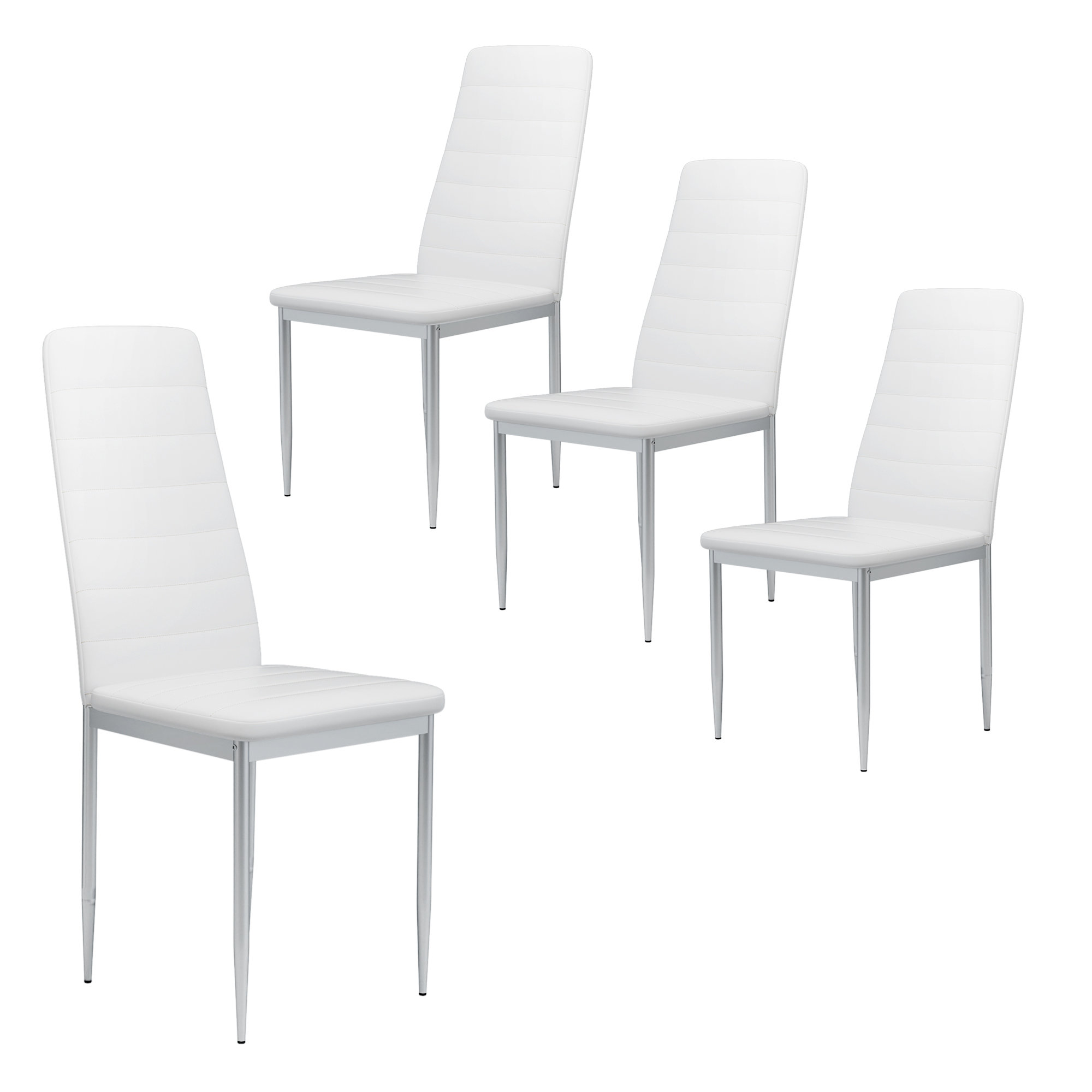 Ivy Bronx Dining Chairs Set Of 4, White Modern High Back Kitchen Chair