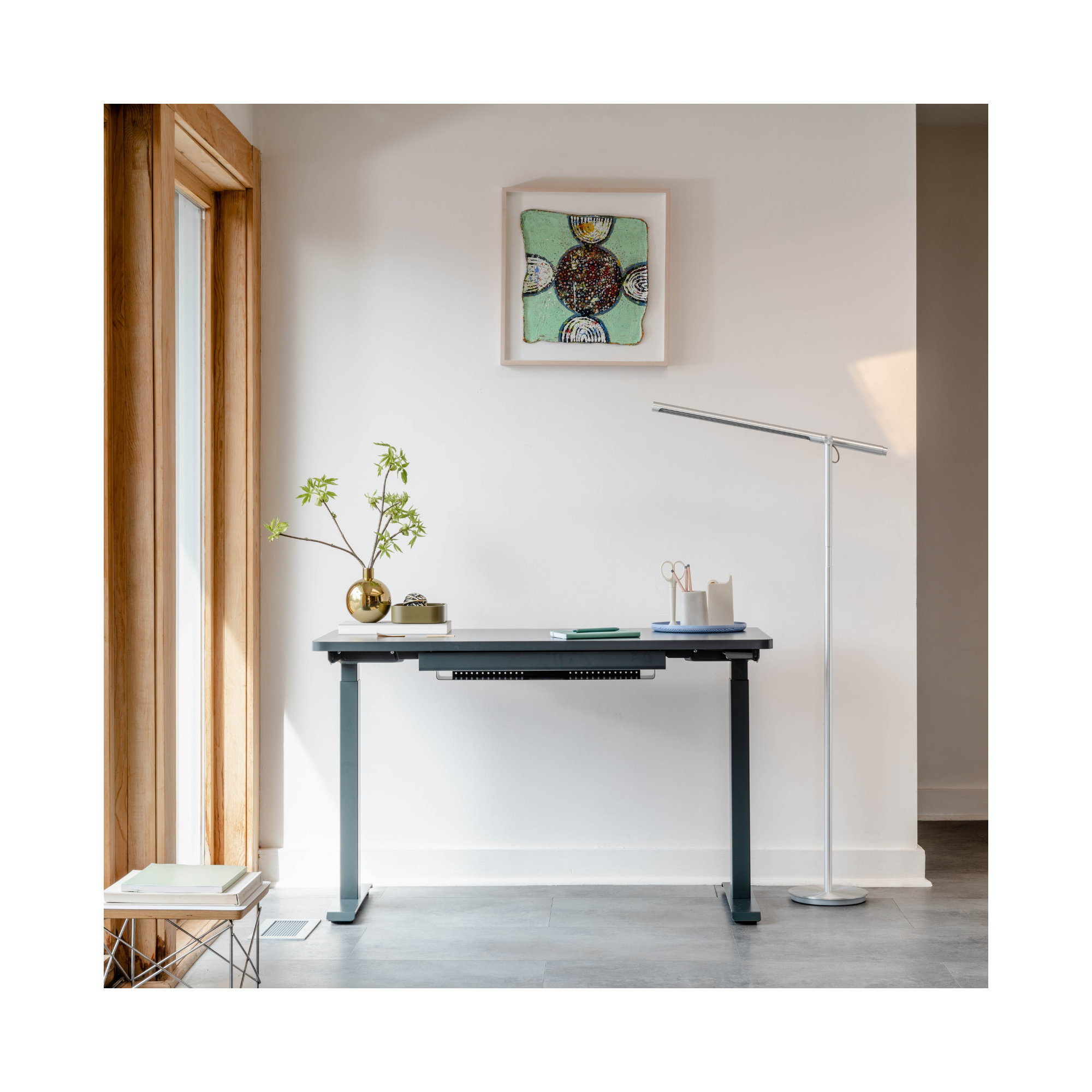 Duo Standing Desk, 47.3" H x 36" W x 24" D, Sage, Charcoal
