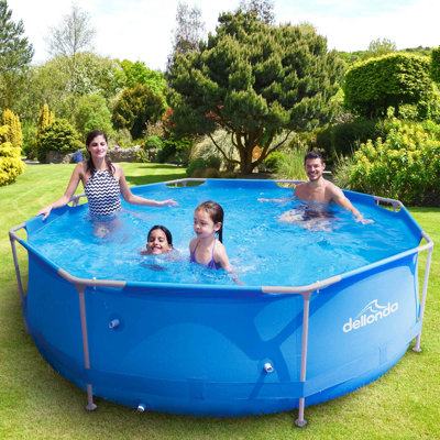 Plastic Round Frame Set Pool 76cm H x 300cm W x 300cm L , with Pump Included