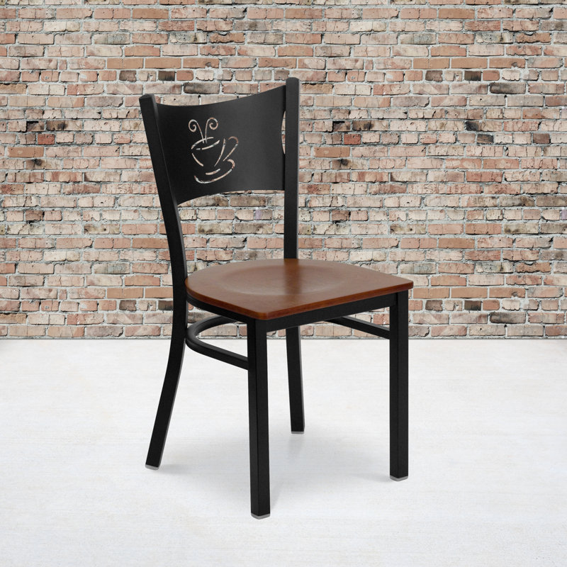 Odyssey Coffee Back Metal Restaurant Chair, Cherry Wood