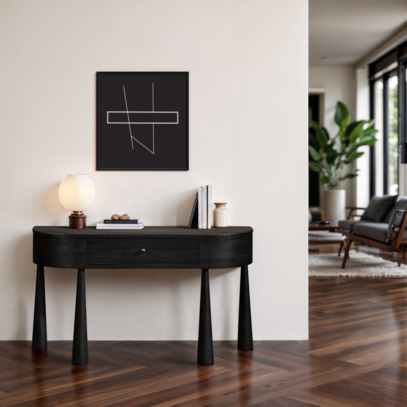 Oasis Acacia Veneer And Solid Wood Console Table, Black