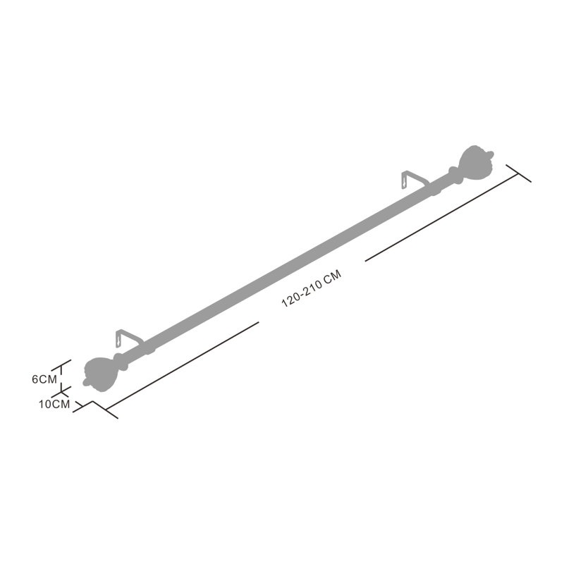 Jacarion Adjustable Overall Width x 1'' Diameter Single Curtain Rod, 28" - 48"