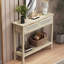 Boho Style Console Table with 2 Rattan Drawer and Bottom Storage Shelf