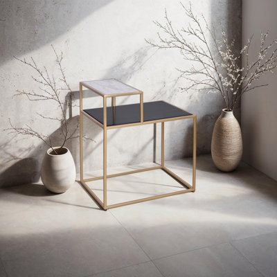 Sanin Marble Frame End Table with Storage