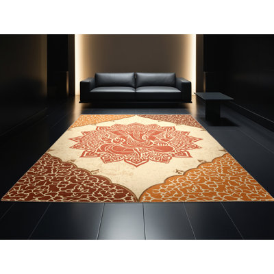 Tapis moelleux moelleux d'inspiration mondiale Pitkin en beige - reliure beige