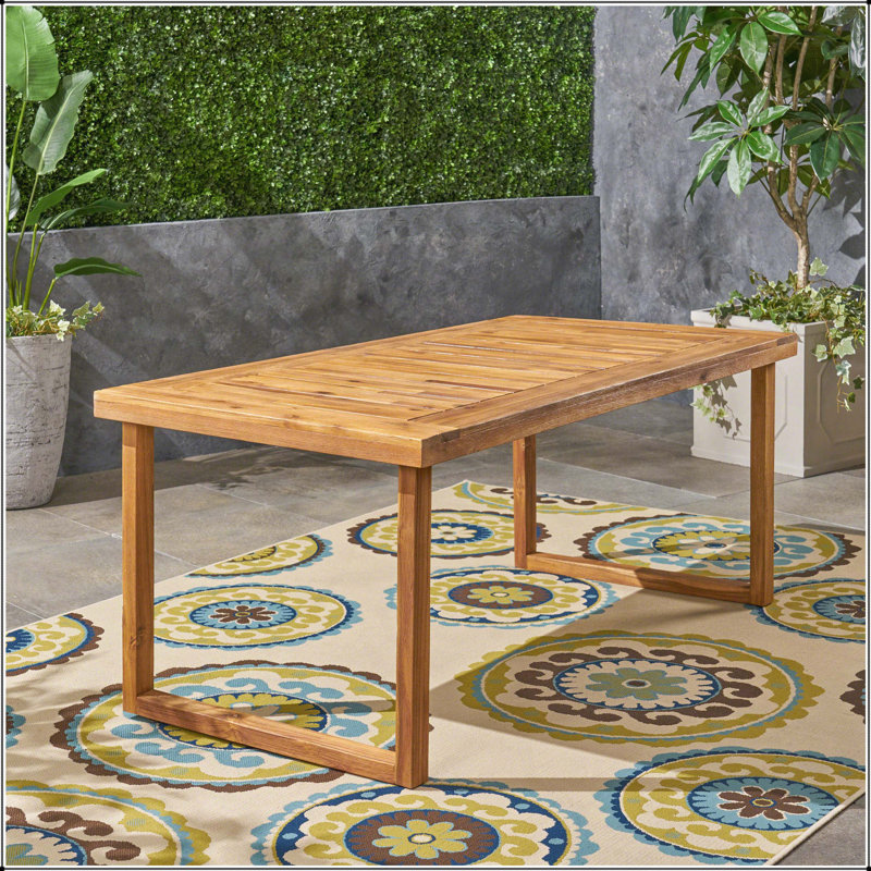 Outdoor 69" Solid Wood Dining Table, Natural
