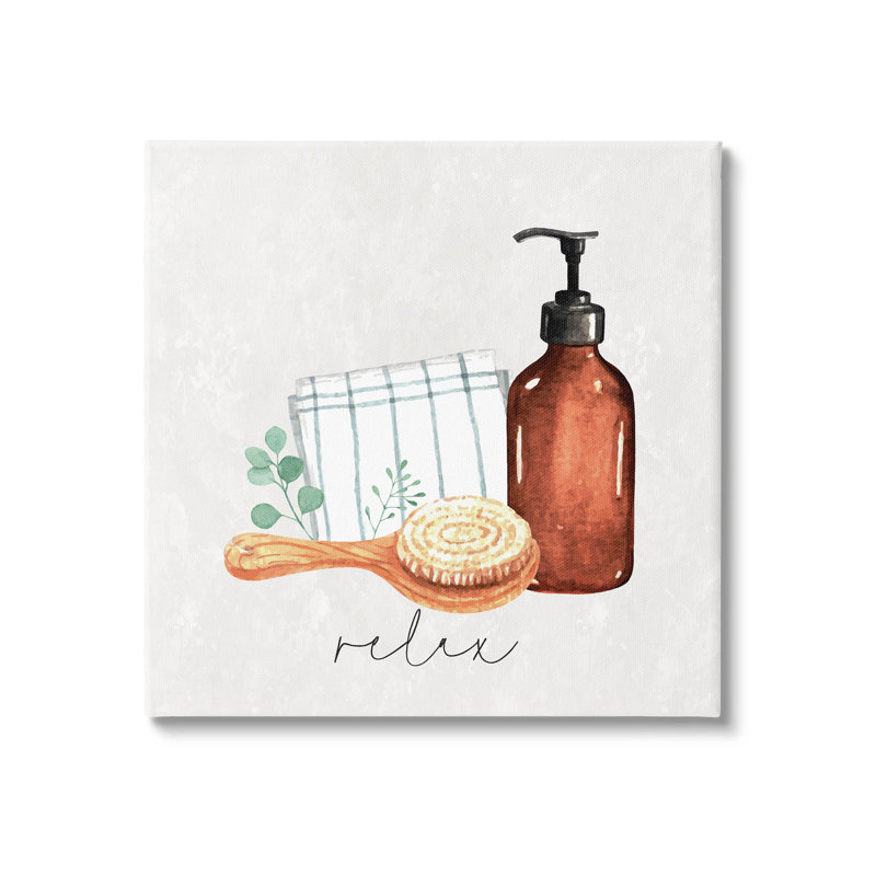 «Spa Bath Relax Calligraphy» par ND Art - impression sur toile tendue, H 17 po x l 17 po x P 1,5 po