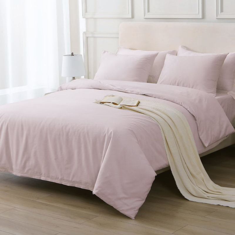 100% Cotton Duvet Cover Set Stone Washed Vintage Long-Staple Bedding Set, King Duvet Cover + 2 King Pillowcases, Gray