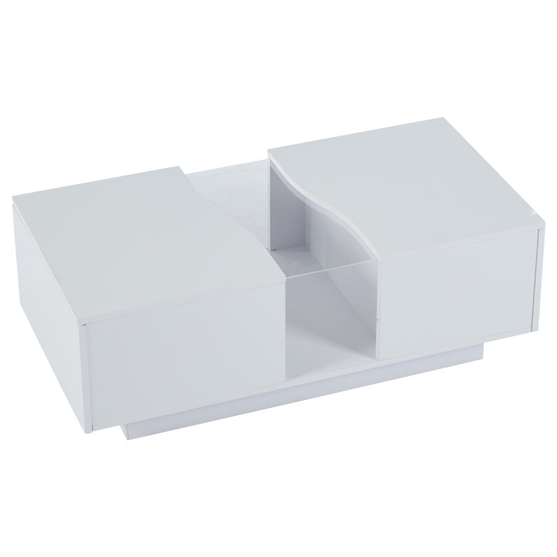 Block Coffee Table with Storage, White