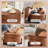 26 Inch Round Storage Ottoman, Modern Leather Ottoman Coffee Table With Removable Top, Upholstered Ottoman With Storage, Footrest Stool For Living Room, Bedroom (light Brown)-1149638875