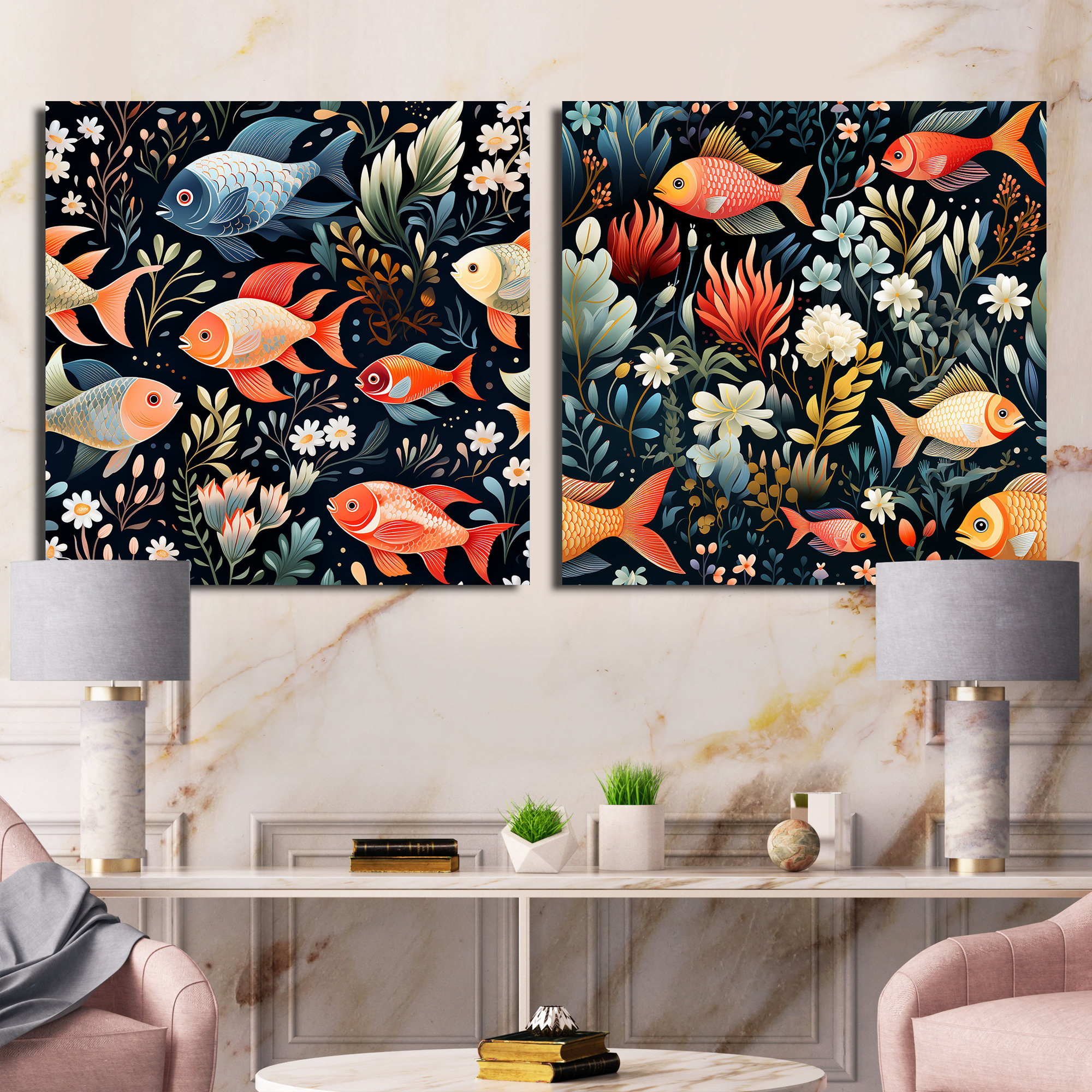 Highland Dunes Fish Blue And Multicolor Ocean - Animals Fish Square ...