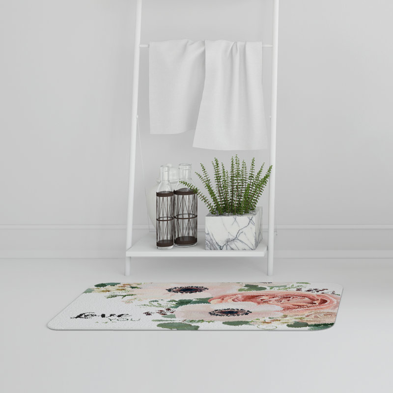 Heine Non-Slip Backing Bath Rug, Eternal Love Bloom